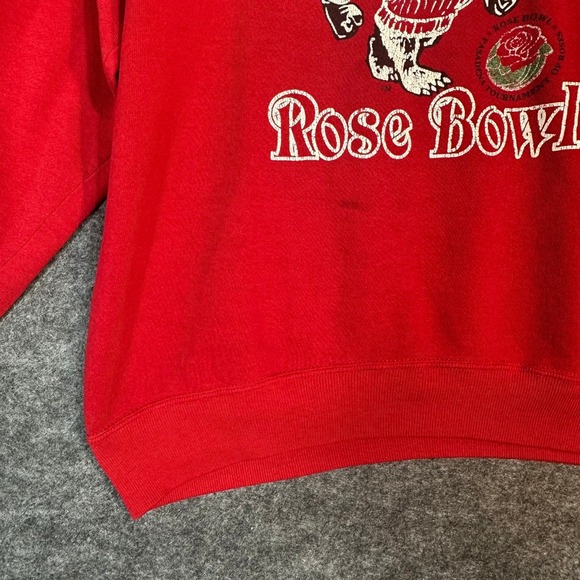 Vintage Wisconsin Badgers Rose Bowl Crewneck Sweatshirt XL Red 90s Football - Picture 8 of 14